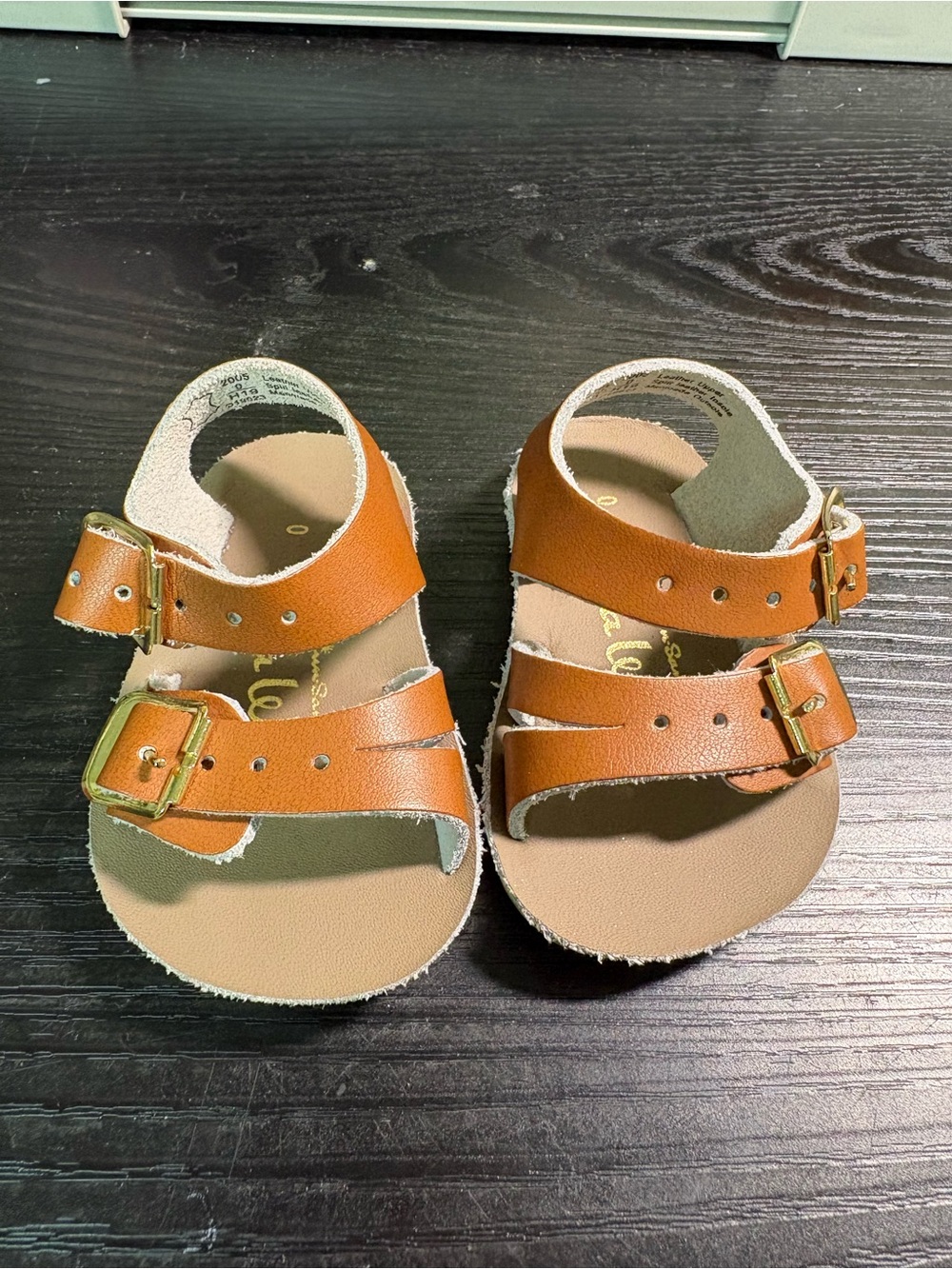 Sun San  Kids Tan Brown Leather Buckle Sandals baby size 0